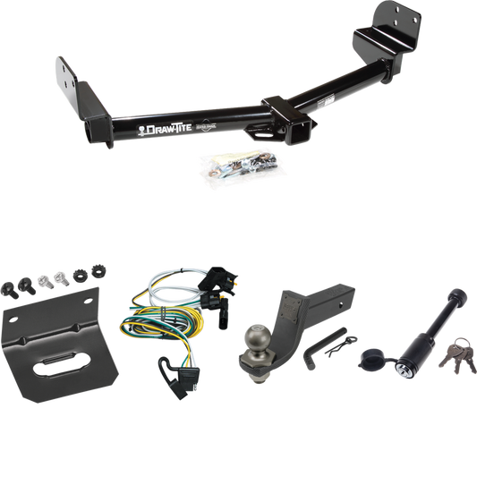 Fits 2002-2003 Mercury Mountaineer Trailer Hitch Tow PKG w/ 4-Flat Wiring + Interlock Tactical Starter Kit w/ 3-1/4" Drop & 2" Ball + Tactical Dogbone Lock + Wiring Bracket By Draw-Tite