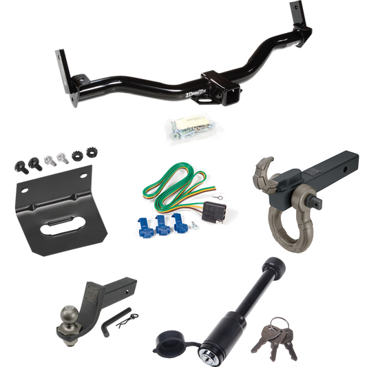 Fits 1991-1994 Ford Explorer Trailer Hitch Tow PKG w/ 4-Flat Wiring + Interlock Tactical Starter Kit w/ 3-1/4" Drop & 2" Ball + Tactical Hook & Shackle Mount + Tactical Dogbone Lock + Wiring Bracket By Draw-Tite