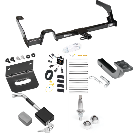 Fits 2000-2004 Subaru Legacy Trailer Hitch Tow PKG w/ 4-Flat Zero Contact "No Splice" Wiring Harness + Draw-Bar + Interchangeable 1-7/8" & 2" Balls + Wiring Bracket + Hitch Lock (For Wagon, Except Outback Models) By Draw-Tite