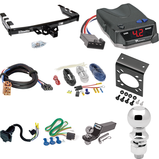 Se adapta al paquete de enganche de remolque GMC Sierra 1500 HD 2001-2002 con control de freno Tekonsha BRAKE-EVN + adaptador BC Plug &amp; Play + cableado RV de 7 vías + soporte de bola y caída de 2" y 2-5/16" de Draw-Tite