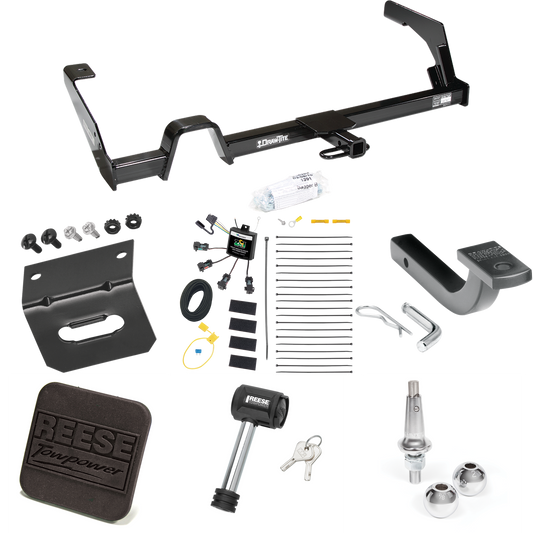 Fits 2000-2004 Subaru Legacy Trailer Hitch Tow PKG w/ 4-Flat Zero Contact "No Splice" Wiring Harness + Draw-Bar + Interchangeable 1-7/8" & 2" Balls + Wiring Bracket + Hitch Cover + Hitch Lock (For Wagon, Except Outback Models) By Reese Towpower