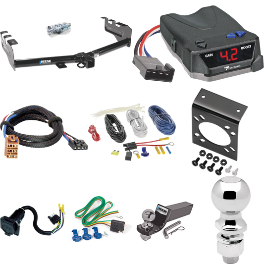 Se adapta al paquete de remolque con enganche para remolque Chevrolet Silverado 2500 1999-2002 con control de freno Tekonsha BRAKE-EVN + adaptador BC Plug &amp; Play + cableado RV de 7 vías + soporte de bola y caída de 2" y 2-5/16" de Reese Towpower