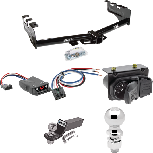 Fits 2007-2013 Chevrolet Silverado 1500 Trailer Hitch Tow PKG w/ Tekonsha Brakeman IV Brake Control + Generic BC Wiring Adapter + 7-Way RV Wiring + 2" & 2-5/16" Ball & Drop Mount By Draw-Tite