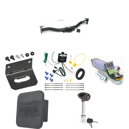 Fits 1995-2001 Ford Explorer Trailer Hitch Tow PKG w/ 4-Flat Wiring + Starter Kit Ball Mount w/ 2" Drop & 1-7/8" Ball + Wiring Bracket + Hitch Lock + Hitch Cover By Reese Towpower