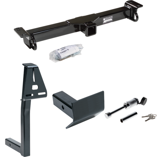 Fits 1997-2006 Jeep TJ Front Mount Trailer Hitch Tow PKG w/ Spare Tire Carrier + Skid Shield + Hitch Lock (For (Canada Only) Models) By Draw-Tite