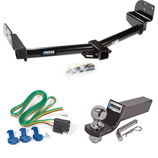 Fits 2005-2005 Lincoln Aviator Trailer Hitch Tow PKG w/ 4-Flat Wiring + Starter Kit Ball Mount w/ 2" Drop & 2" Ball By Reese Towpower