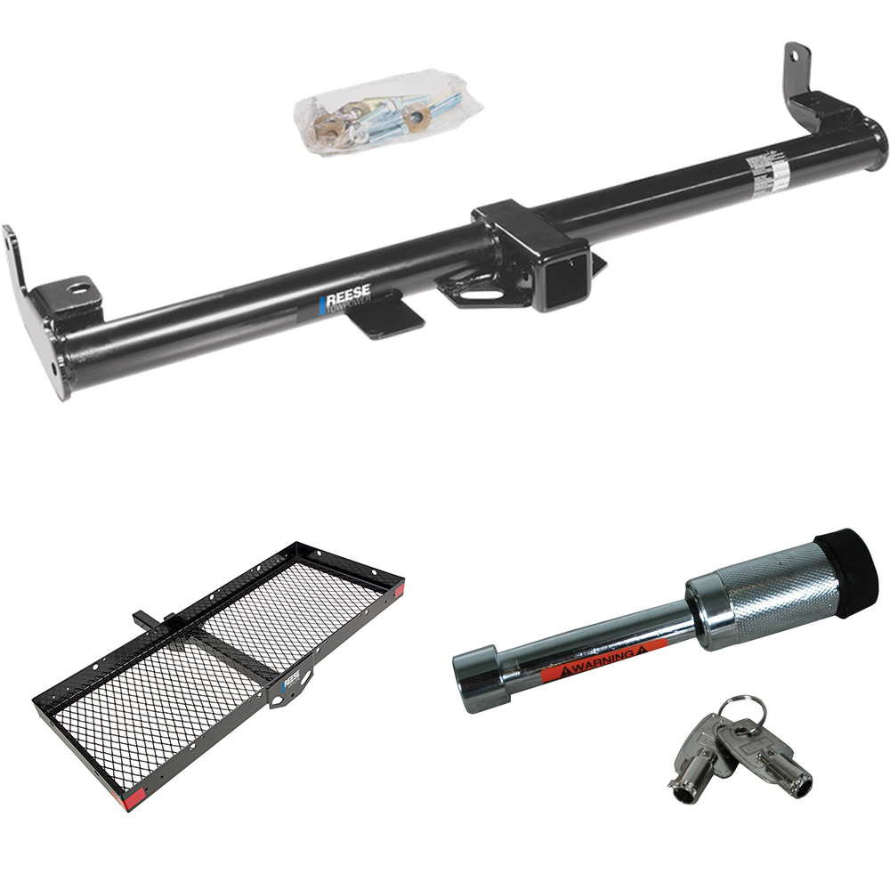 Fits 1997-2006 Jeep Wrangler Trailer Hitch Tow PKG w/ 48" x 20" Cargo Carrier + Hitch Lock By Reese Towpower