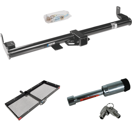 Fits 1997-2006 Jeep Wrangler Trailer Hitch Tow PKG w/ 48" x 20" Cargo Carrier + Hitch Lock By Reese Towpower