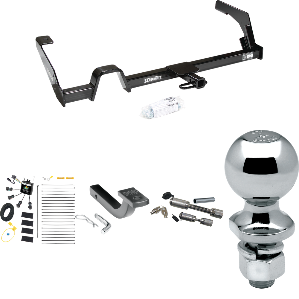 Fits 2000-2004 Subaru Legacy Trailer Hitch Tow PKG w/ 4-Flat Zero Contact "No Splice" Wiring Harness + Draw-Bar + 2" Ball + Dual Hitch & Coupler Locks (For Wagon, Except Outback Models) By Reese Towpower