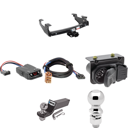 Fits 2001-2002 Chevrolet Silverado 1500 HD Trailer Hitch Tow PKG w/ Tekonsha Brakeman IV Brake Control + Plug & Play BC Adapter + 7-Way RV Wiring + 2" & 2-5/16" Ball & Drop Mount By Reese Towpower