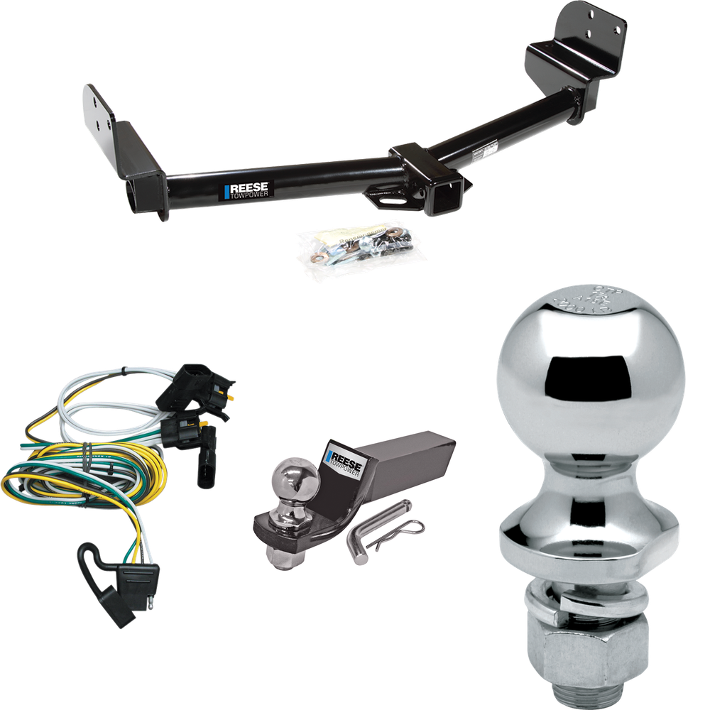 Fits 2002-2003 Ford Explorer Trailer Hitch Tow PKG w/ 4-Flat Wiring + Starter Kit Ball Mount w/ 2" Drop & 2" Ball + 1-7/8" Ball By Reese Towpower