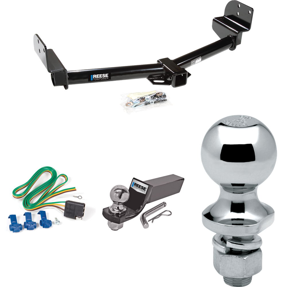 Fits 2004-2005 Ford Explorer Trailer Hitch Tow PKG w/ 4-Flat Wiring + Starter Kit Ball Mount w/ 2" Drop & 2" Ball + 1-7/8" Ball By Reese Towpower