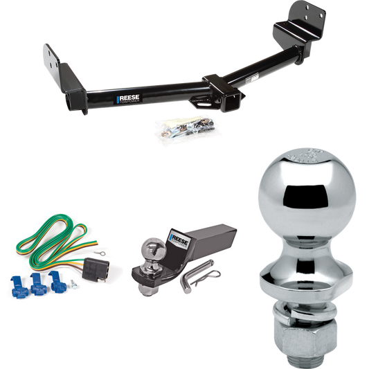 Fits 2004-2005 Ford Explorer Trailer Hitch Tow PKG w/ 4-Flat Wiring + Starter Kit Ball Mount w/ 2" Drop & 2" Ball + 1-7/8" Ball By Reese Towpower