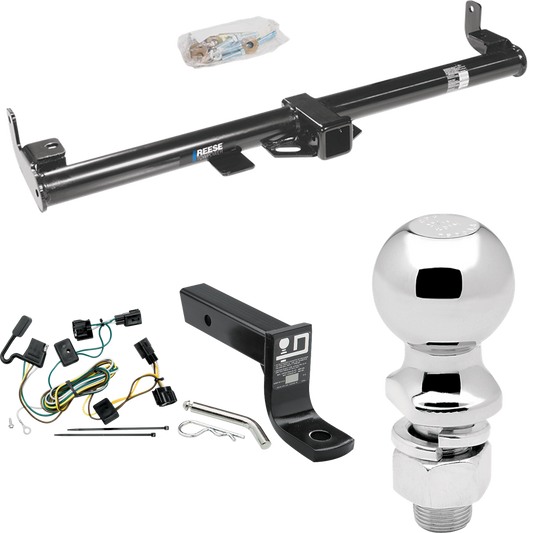 Fits 1998-2006 Jeep Wrangler Trailer Hitch Tow PKG w/ 4-Flat Wiring + Ball Mount w/ 4" Drop + 2-5/16" Ball By Reese Towpower