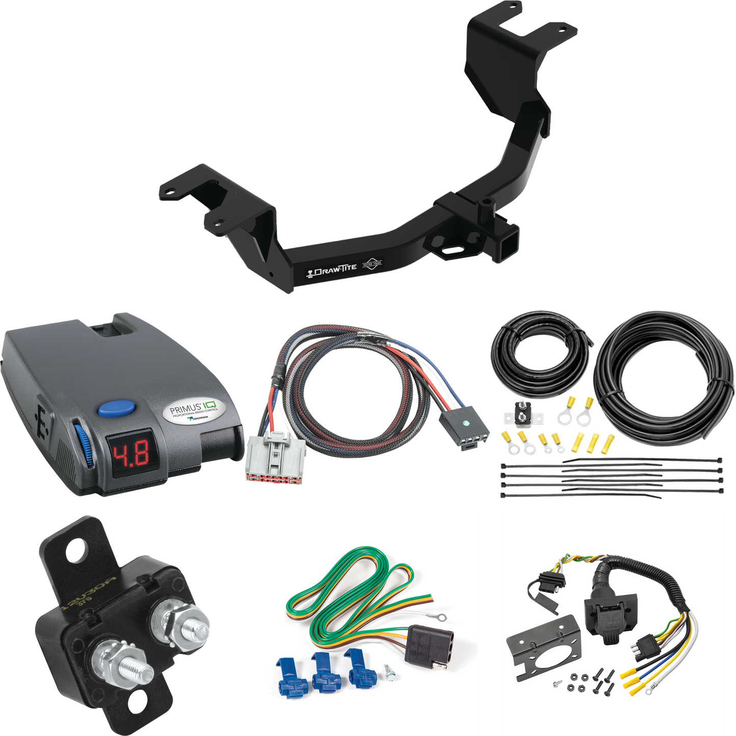 Se adapta al paquete de enganche de remolque Chevrolet Silverado 1500 2019-2023 con control de freno Tekonsha Primus IQ + adaptador BC Plug &amp; Play + cableado RV de 7 vías de Draw-Tite