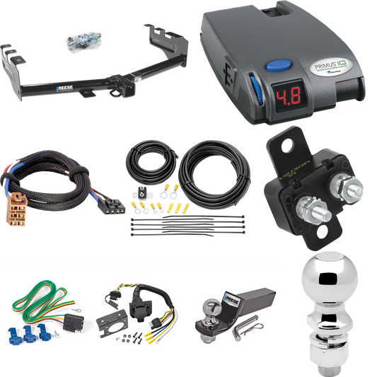 Se adapta al paquete de remolque con enganche para remolque Chevrolet Silverado 1500 HD 2001-2002 con control de freno Tekonsha Primus IQ + adaptador BC Plug &amp; Play + cableado RV de 7 vías + soporte de bola y caída de 2" y 2-5/16" de Reese Towpower