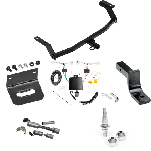 Fits 2019-2024 Mazda 3 Trailer Hitch Tow PKG w/ 4-Flat Wiring Harness + Draw-Bar + Interchangeable 1-7/8" & 2" Balls + Wiring Bracket + Dual Hitch & Coupler Locks (For Hatchback Models) By Reese Towpower