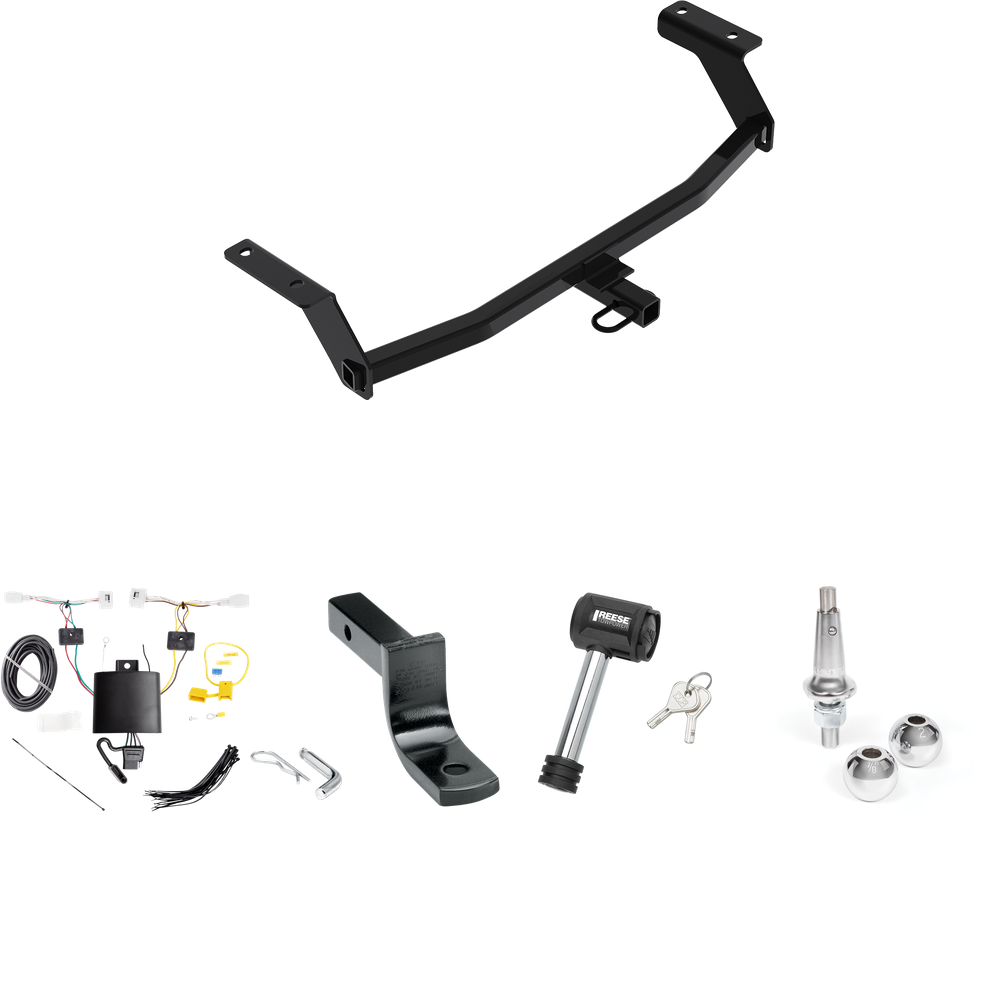 Fits 2019-2024 Mazda 3 Trailer Hitch Tow PKG w/ 4-Flat Wiring Harness + Draw-Bar + Interchangeable 1-7/8" & 2" Balls + Hitch Lock (For Hatchback Models) By Reese Towpower