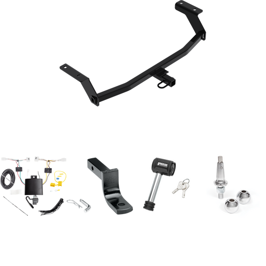 Fits 2019-2024 Mazda 3 Trailer Hitch Tow PKG w/ 4-Flat Wiring Harness + Draw-Bar + Interchangeable 1-7/8" & 2" Balls + Hitch Lock (For Hatchback Models) By Reese Towpower