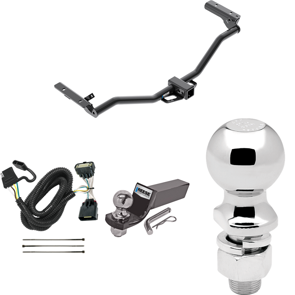 Fits 2011-2019 Ford Explorer Trailer Hitch Tow PKG w/ 4-Flat Wiring + Starter Kit Ball Mount w/ 2" Drop & 2" Ball + 2-5/16" Ball By Reese Towpower