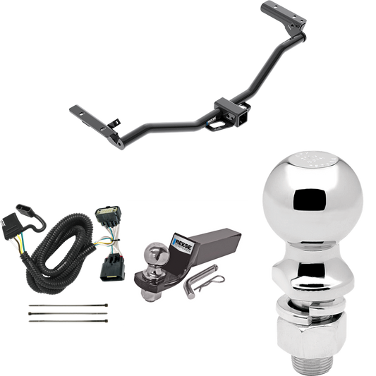 Fits 2011-2019 Ford Explorer Trailer Hitch Tow PKG w/ 4-Flat Wiring + Starter Kit Ball Mount w/ 2" Drop & 2" Ball + 2-5/16" Ball By Reese Towpower