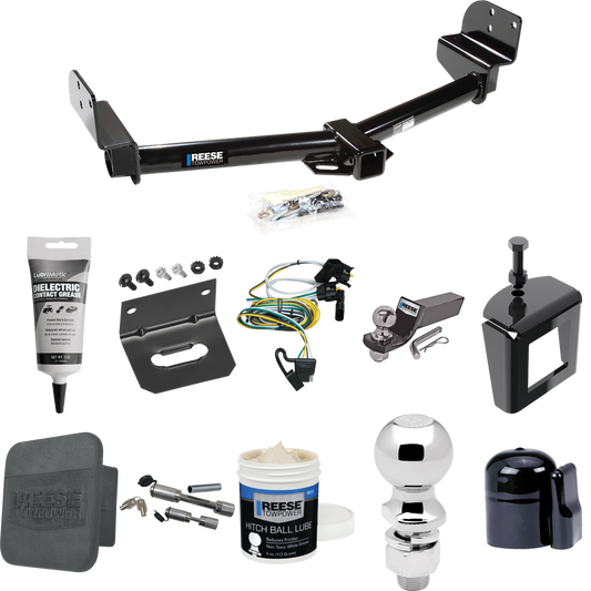 Fits 2003-2004 Lincoln Aviator Trailer Hitch Tow PKG w/ 4-Flat Wiring + Starter Kit Ball Mount w/ 2" Drop & 2" Ball + 2-5/16" Ball + Wiring Bracket + Dual Hitch & Coupler Locks + Hitch Cover + Wiring Tester + Ball Lube +Electric Grease + Ball Wrench