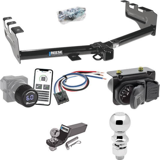 Fits 2007-2013 Chevrolet Silverado 1500 Trailer Hitch Tow PKG w/ Tekonsha Prodigy iD Bluetooth Wireless Brake Control + Generic BC Wiring Adapter + 7-Way RV Wiring + 2" & 2-5/16" Ball & Drop Mount By Reese Towpower