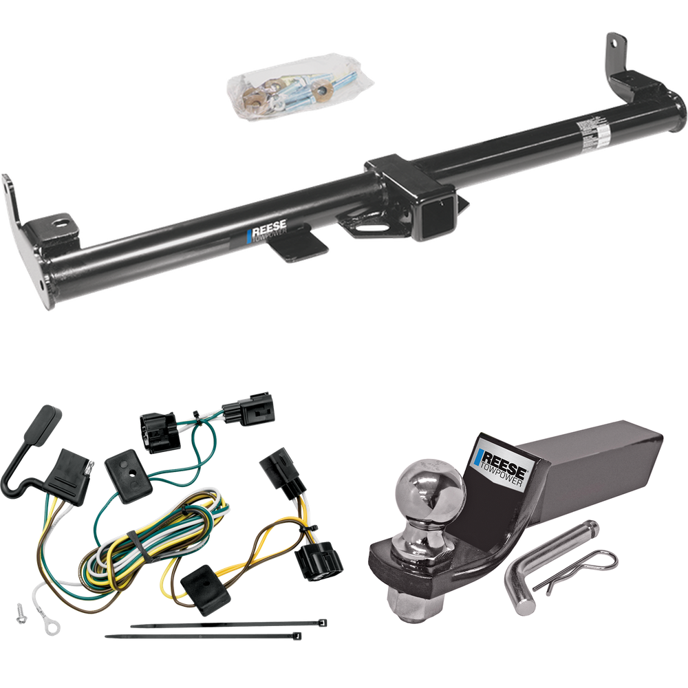 Fits 1998-2006 Jeep Wrangler Trailer Hitch Tow PKG w/ 4-Flat Wiring + Starter Kit Ball Mount w/ 2" Drop & 2" Ball By Reese Towpower