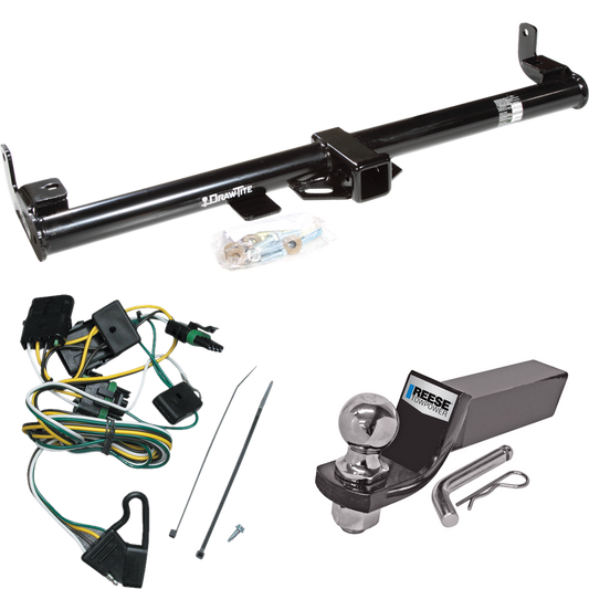 Fits 1997-1997 Jeep TJ Trailer Hitch Tow PKG w/ 4-Flat Wiring + Starter Kit Ball Mount w/ 2" Drop & 2" Ball (For (Canada Only) Models) By Draw-Tite