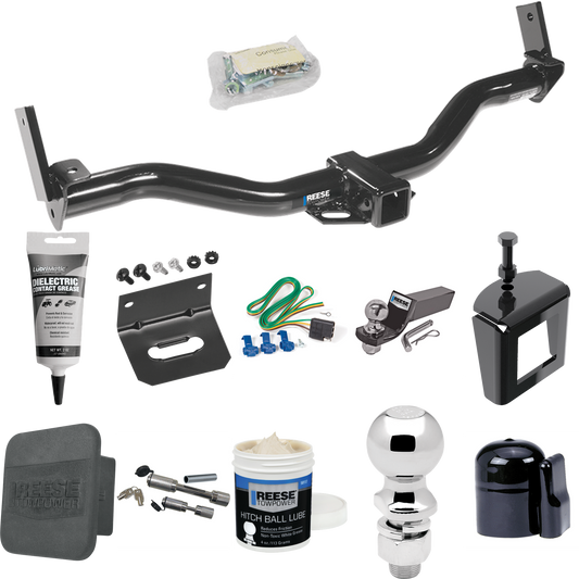 Fits 1991-1994 Mazda Navajo Trailer Hitch Tow PKG w/ 4-Flat Wiring + Starter Kit Ball Mount w/ 2" Drop & 2" Ball + 2-5/16" Ball + Wiring Bracket + Dual Hitch & Coupler Locks + Hitch Cover + Wiring Tester + Ball Lube +Electric Grease + Ball Wrench + A