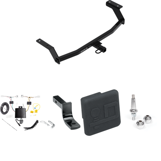 Fits 2019-2024 Mazda 3 Trailer Hitch Tow PKG w/ 4-Flat Wiring Harness + Draw-Bar + Interchangeable 1-7/8" & 2" Balls + Hitch Cover (For Hatchback Models) By Draw-Tite