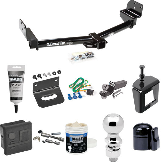 Fits 2004-2005 Mercury Mountaineer Trailer Hitch Tow PKG w/ 4-Flat Wiring + Starter Kit Ball Mount w/ 2" Drop & 2" Ball + 2-5/16" Ball + Wiring Bracket + Dual Hitch & Coupler Locks + Hitch Cover + Wiring Tester + Ball Lube +Electric Grease + Ball Wre