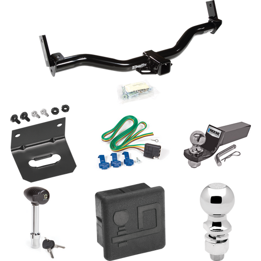 Fits 1991-1994 Mazda Navajo Trailer Hitch Tow PKG w/ 4-Flat Wiring + Starter Kit Ball Mount w/ 2" Drop & 2" Ball + 2-5/16" Ball + Wiring Bracket + Hitch Lock + Hitch Cover By Draw-Tite