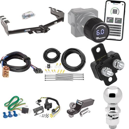 Fits 1999-2002 GMC Sierra 1500 Trailer Hitch Tow PKG w/ Tekonsha Prodigy iD Bluetooth Wireless Brake Control + Plug & Play BC Adapter + 7-Way RV Wiring + 2" & 2-5/16" Ball & Drop Mount By Reese Towpower