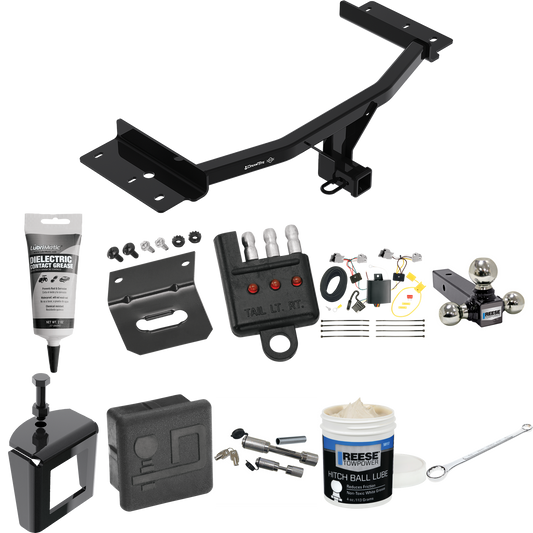 Fits 2020-2023 Ford Explorer Trailer Hitch Tow PKG w/ 4-Flat Wiring + Triple Ball Ball Mount 1-7/8" & 2" & 2-5/16" Trailer Balls + Wiring Bracket + Hitch Cover + Dual Hitch & Coupler Locks + Wiring Tester + Ball Lube + Electric Grease + Ball Wrench +