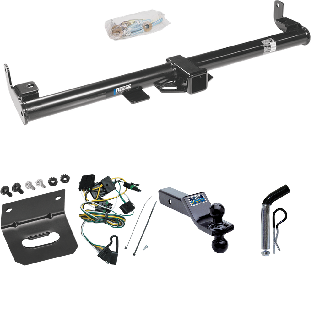 Fits 1997-1997 Jeep Wrangler Trailer Hitch Tow PKG w/ 4-Flat Wiring Harness + Dual Ball Ball Mount 1-7/8" & 2" Trailer Balls + Pin/Clip + Wiring Bracket By Reese Towpower