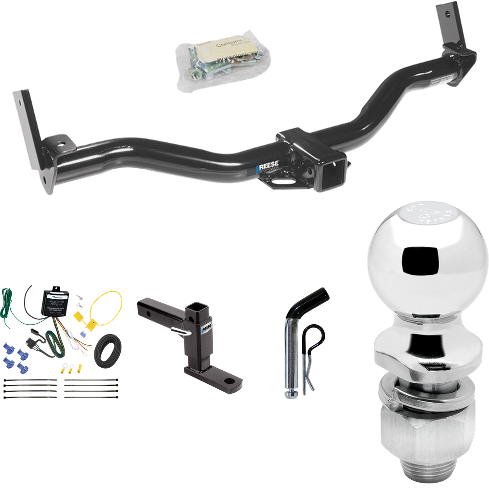 Fits 1995-2001 Ford Explorer Trailer Hitch Tow PKG w/ 4-Flat Wiring Harness + Adjustable Drop Rise Ball Mount + Pin/Clip + 2" Ball By Reese Towpower