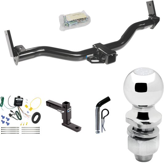 Fits 1995-2001 Ford Explorer Trailer Hitch Tow PKG w/ 4-Flat Wiring Harness + Adjustable Drop Rise Ball Mount + Pin/Clip + 2" Ball By Reese Towpower