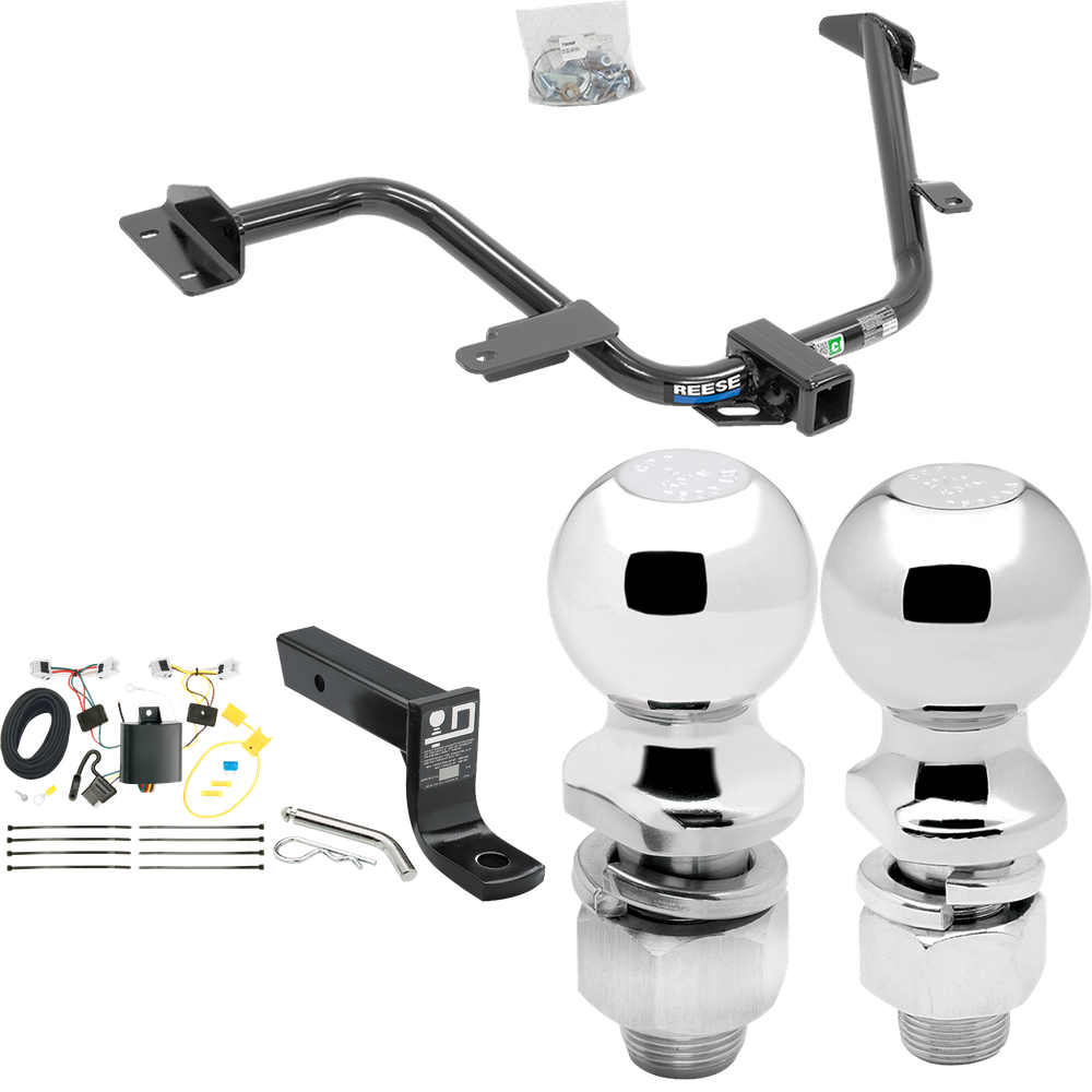 Fits 2013-2021 Nissan NV200 Trailer Hitch Tow PKG w/ 4-Flat Wiring + Ball Mount w/ 4" Drop + 2" Ball + 2-5/16" Ball By Reese Towpower