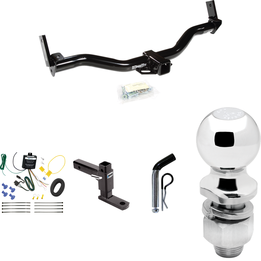 Fits 1997-2001 Mercury Mountaineer Trailer Hitch Tow PKG w/ 4-Flat Wiring Harness + Adjustable Drop Rise Ball Mount + Pin/Clip + 2" Ball By Draw-Tite