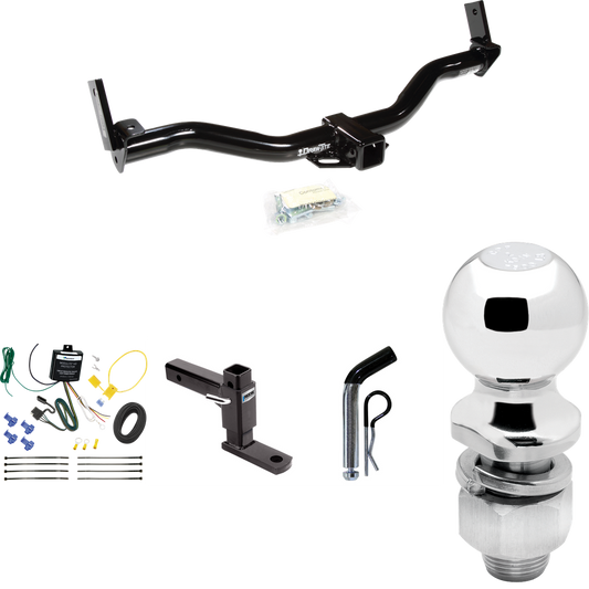 Fits 1997-2001 Mercury Mountaineer Trailer Hitch Tow PKG w/ 4-Flat Wiring Harness + Adjustable Drop Rise Ball Mount + Pin/Clip + 2" Ball By Draw-Tite