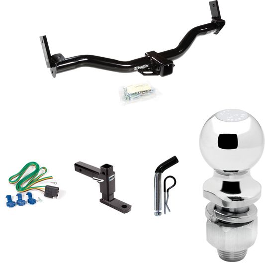 Fits 1991-1994 Mazda Navajo Trailer Hitch Tow PKG w/ 4-Flat Wiring Harness + Adjustable Drop Rise Ball Mount + Pin/Clip + 2" Ball By Draw-Tite