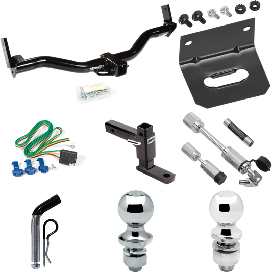 Fits 1991-1994 Mazda Navajo Trailer Hitch Tow PKG w/ 4-Flat Wiring Harness + Adjustable Drop Rise Ball Mount + Pin/Clip + 2" Ball + 1-7/8" Ball + Dual Hitch & Coupler Locks By Draw-Tite