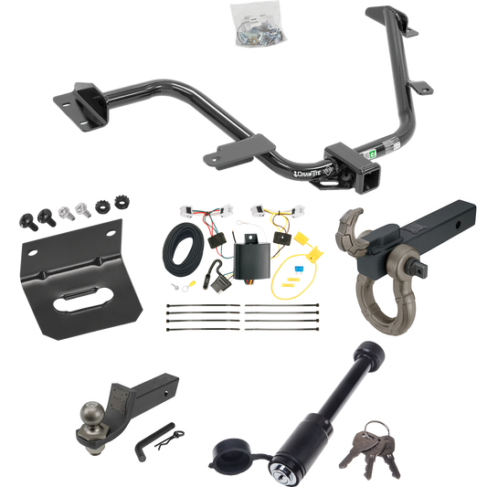 Fits 2015-2018 Chevrolet City Express Trailer Hitch Tow PKG w/ 4-Flat Wiring + Interlock Tactical Starter Kit w/ 2" Drop & 2" Ball + Tactical Hook & Shackle Mount + Tactical Dogbone Lock + Wiring Bracket By Draw-Tite