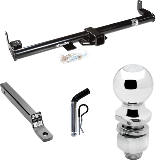 Fits 1997-2006 Jeep TJ Trailer Hitch Tow PKG w/ Extended 16" Long Ball Mount w/ 2" Drop + Pin/Clip + 2" Ball (For (Canada Only) Models) By Draw-Tite