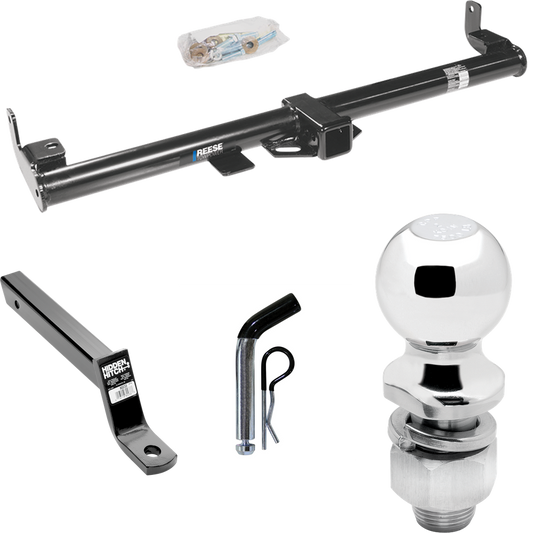 Fits 1997-2006 Jeep Wrangler Trailer Hitch Tow PKG w/ Extended 16" Long Ball Mount w/ 4" Drop + Pin/Clip + 2" Ball By Reese Towpower