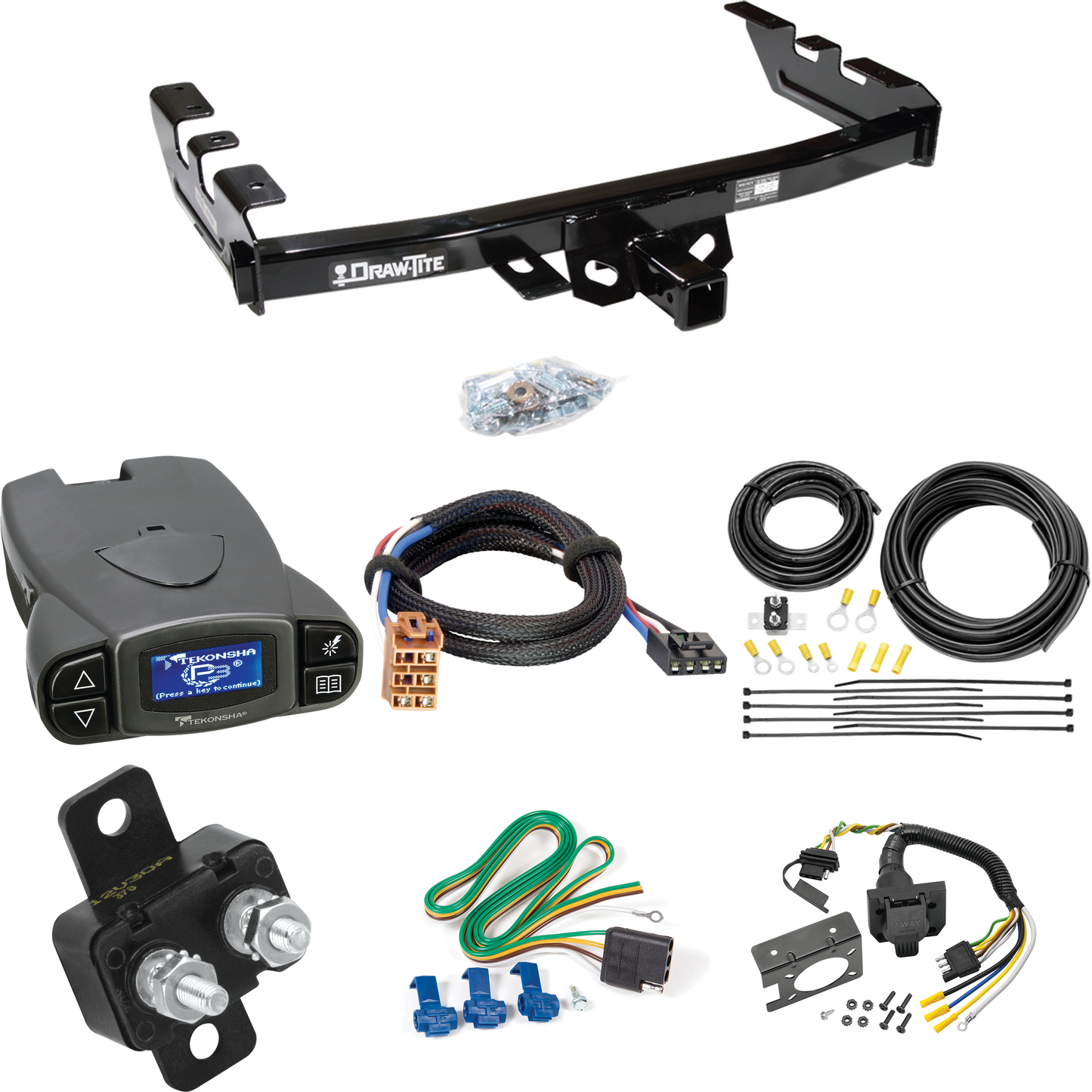 Fits 1999-2002 GMC Sierra 2500 Trailer Hitch Tow PKG w/ Tekonsha Prodigy P3 Brake Control + Plug & Play BC Adapter + 7-Way RV Wiring By Draw-Tite