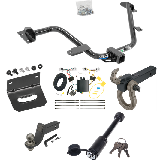 Fits 2013-2021 Nissan NV200 Trailer Hitch Tow PKG w/ 4-Flat Wiring + Interlock Tactical Starter Kit w/ 3-1/4" Drop & 2" Ball + Tactical Hook & Shackle Mount + Tactical Dogbone Lock + Wiring Bracket By Reese Towpower