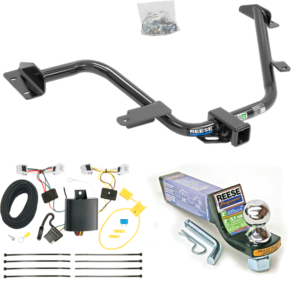 Fits 2013-2021 Nissan NV200 Trailer Hitch Tow PKG w/ 4-Flat Wiring + Starter Kit Ball Mount w/ 2" Drop & 1-7/8" Ball By Reese Towpower