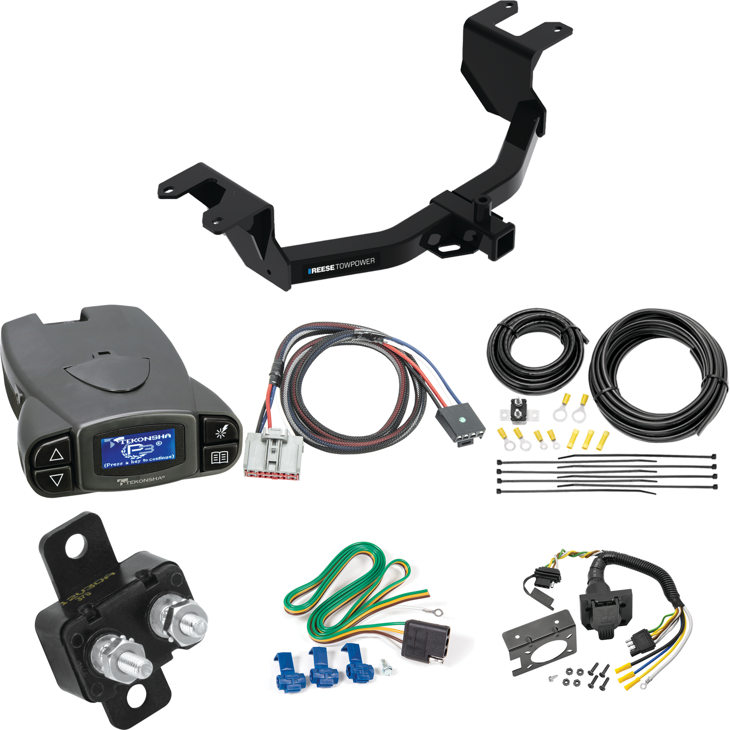 Fits 2019-2023 Chevrolet Silverado 1500 Trailer Hitch Tow PKG w/ Tekonsha Prodigy P3 Brake Control + Plug & Play BC Adapter + 7-Way RV Wiring By Reese Towpower